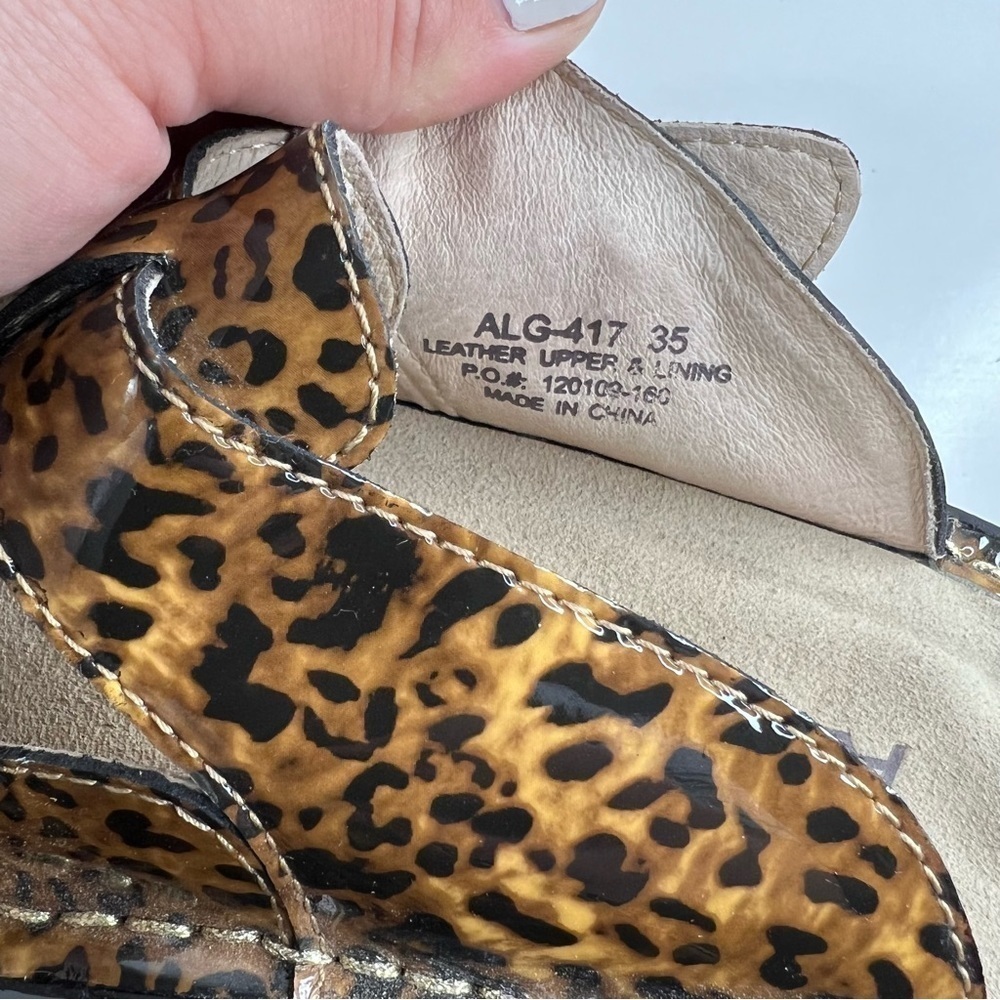 Alegria ALG-417 Leopard Print Slip-On Shoes Leather Padded Support Sz 35 US 5 - Picture 8 of 10